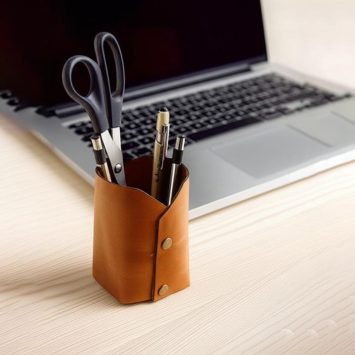 Leather Pencil Cup Holder