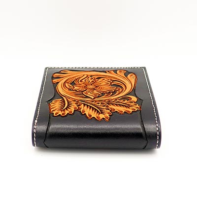HandToold Bifold Black Wallet - Trendy Leather